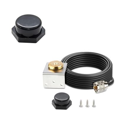 Anina NMO Antenna Mount Cap with O Ring Seal Dust Weather Rain Cover 3/4 Inch Hole Mount NMO L Shape Stainless Steel Bracket, 16 Feet RG58 Pure Copper Coax Cable NMO to PL259