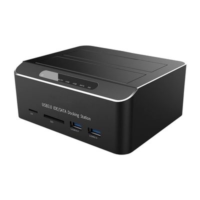 ZHCHAO Bay 3.0 to SATA IDE External Hard Drive Docking Station with 2-Port Hub Card Reader 2.5/3.5 Inch SATA/IDE HDD