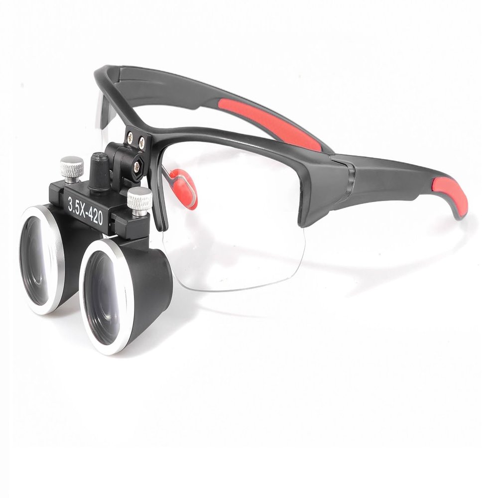REEHUT Surgical Binocular Loupe 3.5X Magnification Working Distance 320-420MM Optical Magnify Glass Loupes Black