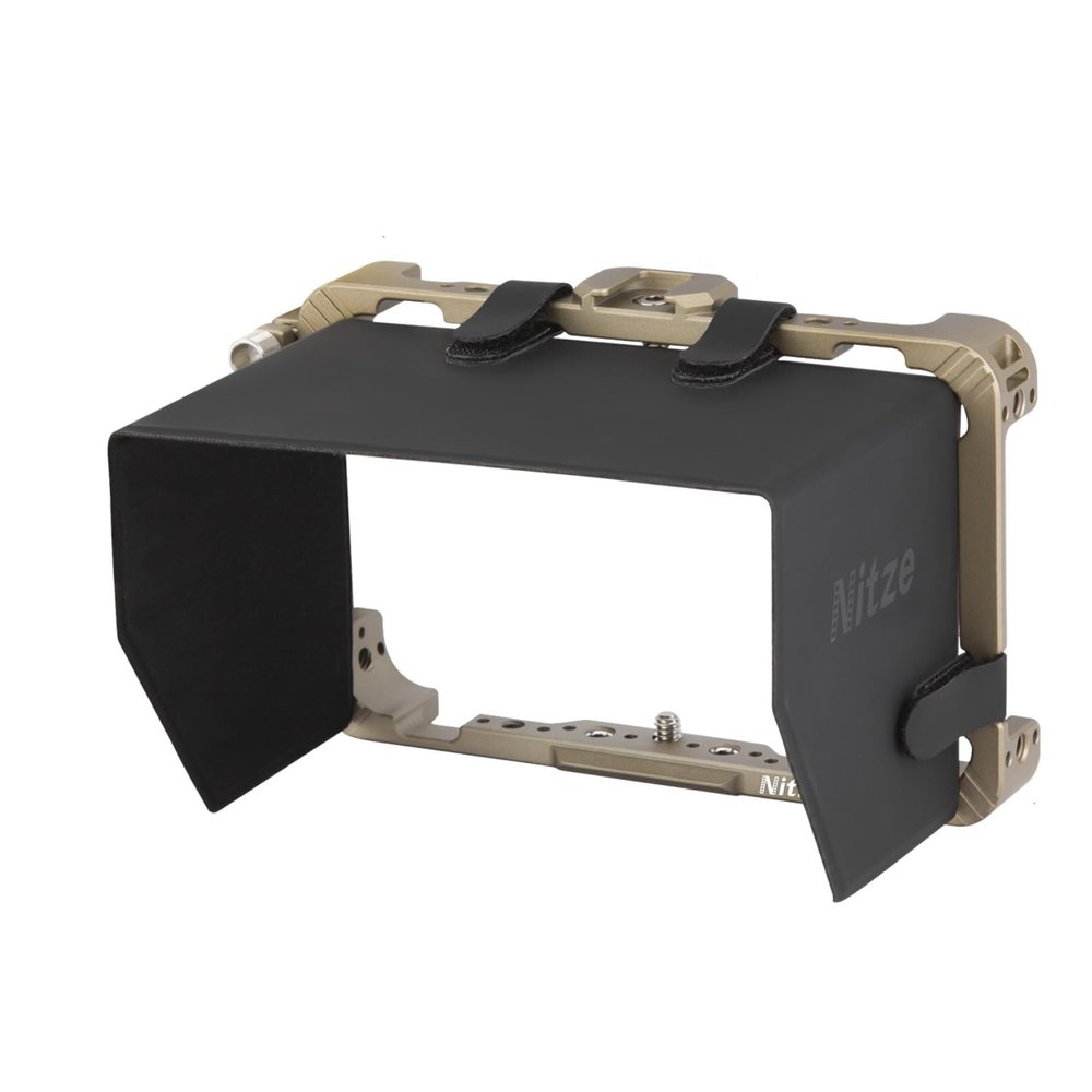 DirectNine Basics Monitor Cage Nitze Cage Kit with HDMI Cable Clamp and Sunhood Compatible with Atomos Ninja/Ninja Ultra/Ninja V/Ninja V Plus/Shinobi/ZATO Connect Monitor