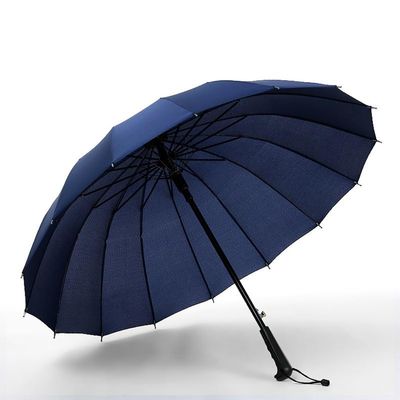 RENEESME Umbrellas for Rain 16 Rib Umbrella Solid Color Business Long Handle Umbrella Straight Pole Automatic Umbrella Strong Umbrella for Wind and Rain(A)