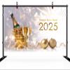 CHNYWORK 12x10ft Happy New Year Backdrop 2025 Champagne Glass Fireworks Golden Christmas Balls Background Happy New Year Eve Xmas Party Decoration Portrait Photo Studio Booth Props Wallpaper view 3