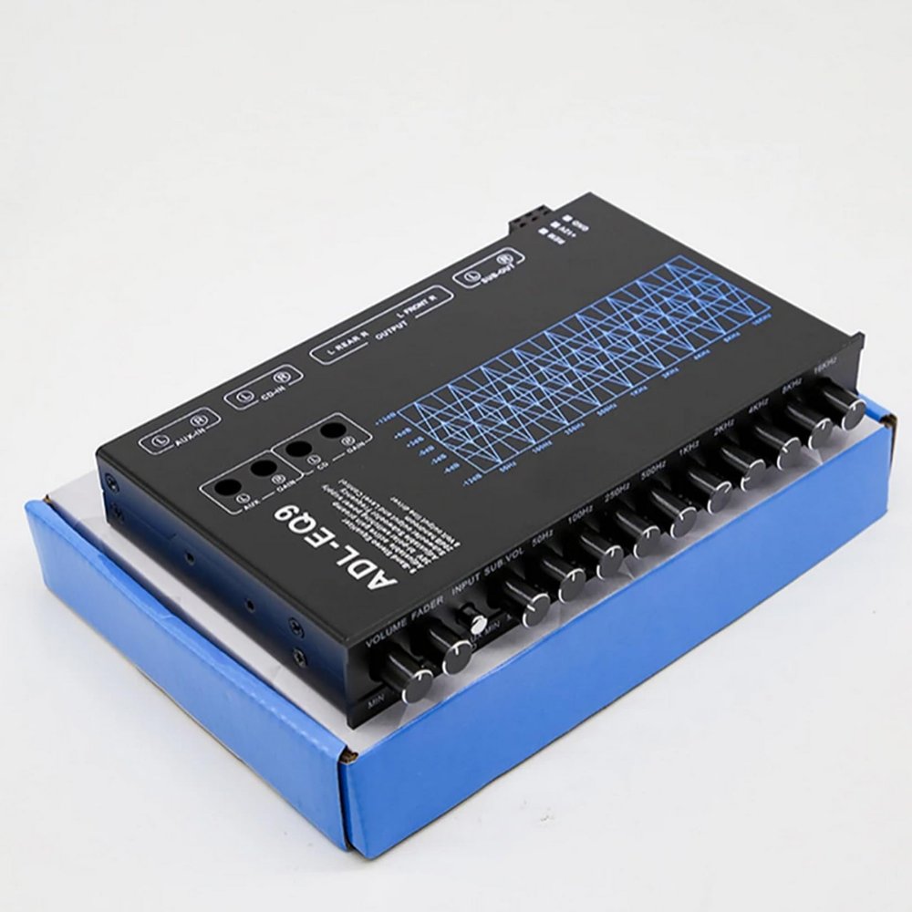 9 Band Graphic Equalizer Digital Car Audio Full Range Car Amplifier Equalizer with Adjustable Filter ADL-EQ9