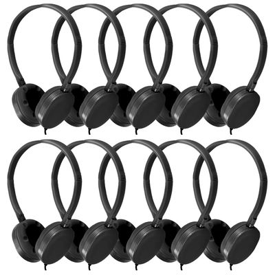 CN-Outlet Bulk Headphones for Classroom School Students Kids Teens Children Gift and Adults,Wholesale Wired Adjustable On Ear Headphones 10 Pack (Black)