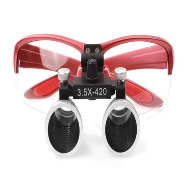 REEHUT Surgical Binocular Loupe 3.5X Magnification Working Distance 320-420MM Optical Magnify Glass Loupes DY-117 Red Magnifier
