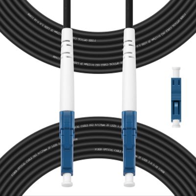 Fibergaga-50M(165ft) OS2 LC to LC Fiber Optic Cable Outdoor Armored Single Mode,Simplex,9/125m 3.0mm Diameter Fiber Patch Cable,Jumper Cords LSZH,OS1/OS2 Compatible,Black