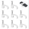 Jadaol Cable Clips 100Pcs 8mm Nail in Clips for Round Ethernet Cables Wall Clips Cable Tacks Electrical Wire TV Cable Speaker Wire Coax Clips Cable Nails for Cords Cat5/Cat5e/Cat6/Cat7 RJ45 Cord Clips view 1