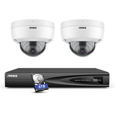 ANNKE H800 4K Home Security System, H.265+ 12MP PoE NVR, 2pcs 8MP Dome Camera, AI Human Vehicle Detection,IP67 Weatherproof Outdoor Security Camera with Audio, Color Night Vision (6TB HDD)