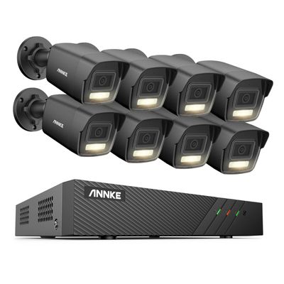 ANNKE 3K Outdoor Security Camera System, 8pcs PoE Cameras with AI Person Vehicle Detection, 8CH NVR for 24/7 Home Security with Audio Recording, Color Night Vision, IP67 Waterproof, No HDD