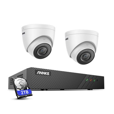 ANNKE H500 5MP PoE Security Camera System, 2x PoE Camera with 2.8MM Lens Wide Angle, H.265+ 6MP NVR Support Work with Alexa, Color Night Vision, IP67 Weatherproof, Plug & Play, Remote Monitor, 2TB HDD