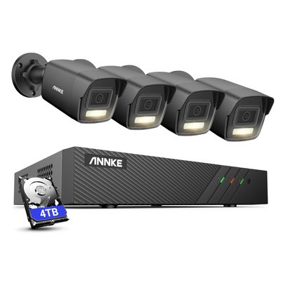 ANNKE 3K Outdoor Security Camera System, 4pcs PoE Home Security Cameras with AI Person Vehicle Detection, 8CH NVR with 4TB HDD for 24/7 Audio Recording, Color Night Vision, 114 Wide View