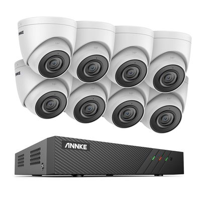 ANNKE H500 5MP PoE Security Camera System, 8pcs PoE Camera with 2.8MM Lens, H.265+ 6MP NVR Support Compatible with Alexa, Color Night Vision, IP67 Waterproof, Plug & Play, Remote Monitor, No HDD