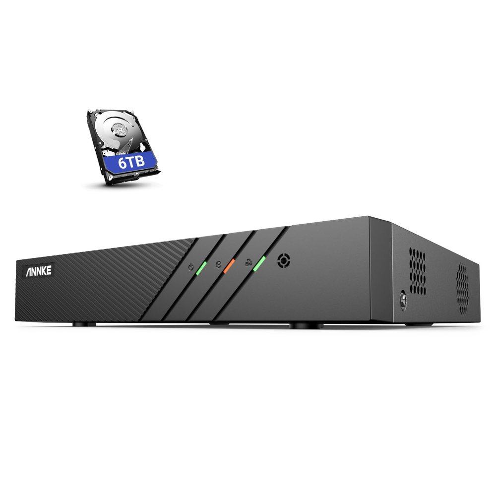 ANNKE 6MP PoE NVR with 6TB HDD Pre-Installed, H.265+ 8CH Surveillance Netword Video Recorder Supports Up to 8X 6MP/5MP/4MP/1080P IP Camera, 24/7 Recording, Power Over Ethernet, Easy Remote Access