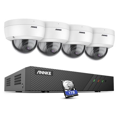 ANNKE H500 5MP PoE Home Security Camera System, H.265+ 6MP NVR for 24/7 Recording, 4pcs IP Dome Camera with Audio, Color Night Vision, Remote Access, Plug&Play, IP67 Waterproof, 1TB HDD