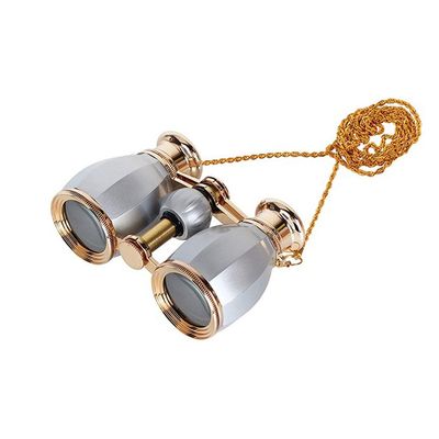 4X30 Binoculars Portable Binoculars Compact for Adults Kids Prism Lens Retro Design Metal Frame Telescope with Chain Elegant Design for Women Girls Gift Concert Theater Opera (Yellow) (Silver )