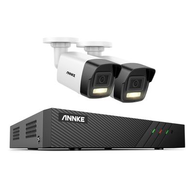 ANNKE 5MP PoE Security Camera System, 2pcs 3K Ultra HD IP PoE Camera, 6MP 8CH NVR, Color Night Vision with Spotlight, Person Vehicle Detection, for Home Business Security, IP67 Waterproof, No HDD