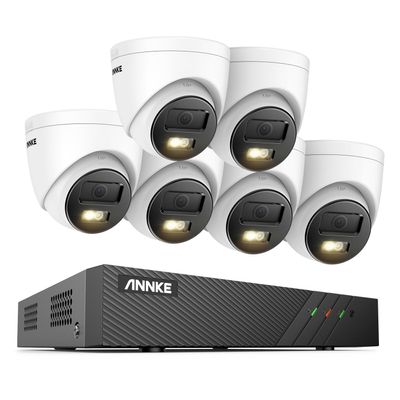 ANNKE 3K PoE Home Security Camera System, 8CH H.265+ NVR, 6X Turret Surveillance Wired Cameras, Human&Vehicle Detection, Color Night Vision, Smart Dual Light, 2.8mm Lens, Built-in Mic,No HDD