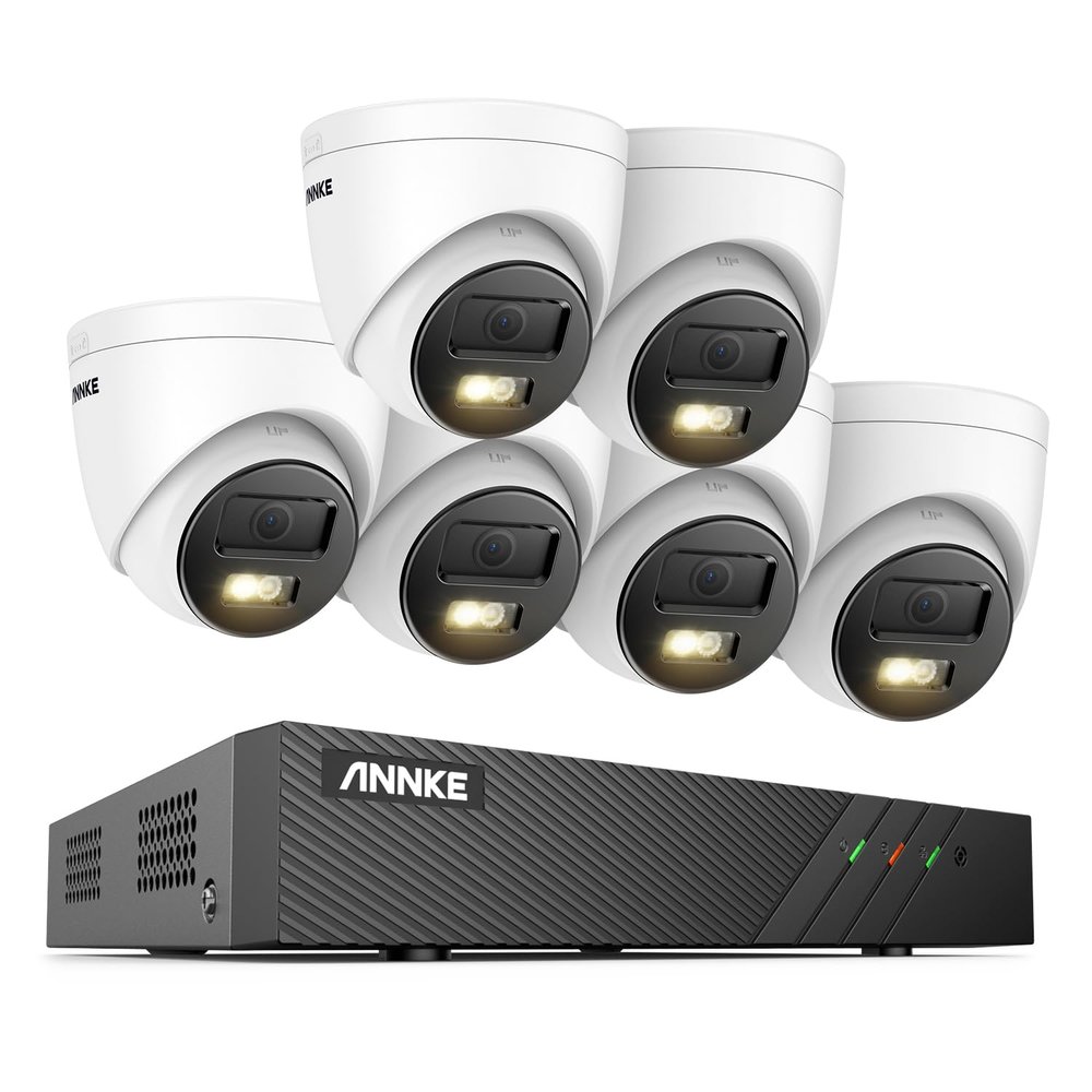 ANNKE 3K PoE Home Security Camera System, 8CH H.265+ NVR, 6X Turret Surveillance Wired Cameras, Human&Vehicle Detection, Color Night Vision, Smart Dual Light, 2.8mm Lens, Built-in Mic,No HDD