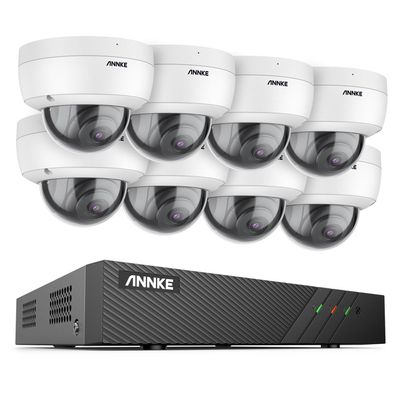 ANNKE H500 5MP NVR Home Security Camera System, 6MP H.265+ NVR for 24/7 Recording, 6pcs IP Dome Camera with Audio, Remote Access, Color Night Vision, Plug&Play, IP67 Weatherproof, No HDD