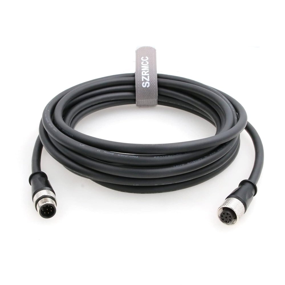 SZRMCC M12 A Code 8 Pin Male to Female Connector Sensor Cable High Flex Waterproof Actuator Cable for Cognex in-Sight Vision System Industrial Camera Automation Device Network (15m)