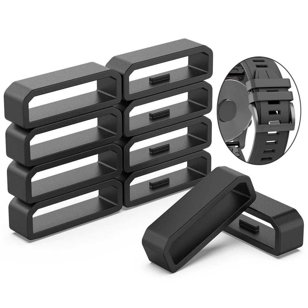 10PCS 26mm Watch Fastener Rings Compatible with Garmin Fenix 3 3 HR/Fenix 5X 6X 7X/ Descent Mk1/Quatix 3/Tactix Bravo Replacement Watch Band Strap Loops Watch Strap Keeper Silicone Watch Band Holder