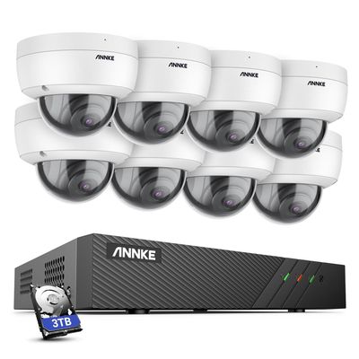 ANNKE H500 5MP NVR Home Security Camera System, 6MP H.265+ NVR for 24/7 Recording, 6pcs IP Dome Camera with Audio, Remote Access, Color Night Vision, Plug&Play, IP67 Weatherproof, 3TB HDD