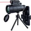 CUTPOIY High Power Binoculars, 12x50 Monocular Telescope, Portable Monocular with and LED Light Prism Lens Monocular with Smartphone Adapter and Tripod for Adults Kids Bird Watching,for ind view 2