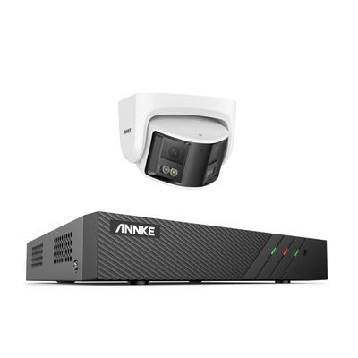 ANNKE 6MP NVR PoE Security Camera System Outdoor, 8CH H.265+ NVR, 1x 6MP IP Surveillance Camera with Dual Lens 180 Filed of View, Color Night Vision, Person/Vehicle Detection, Two-Way Talk, No HDD