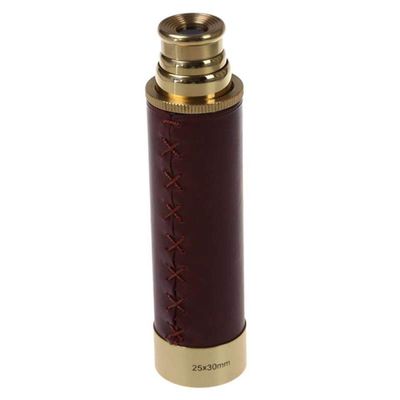 CUTPOIY Pocket Telescope Brass 25x30 Binoculars Monocular Telescope Hand Telescope in Gold