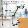 SMALLRIG 22" Magic Arm Clamp, Overhead Phone Mount Holder Stand, Flexible Desk Camera Mount, Articulating Friction Boom Arm, for POV Shot, Filming, Light, Webcam, Action Camera view 3