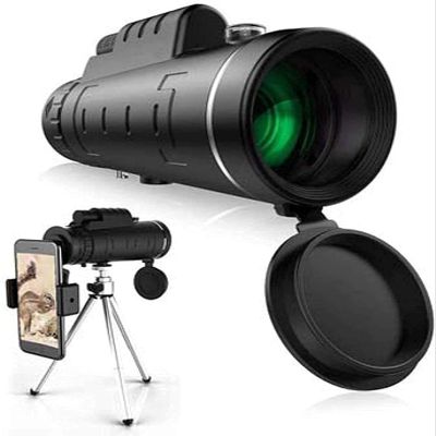 CUTPOIY 40x60 High Power Monoculars for Smartphone HD Waterproof Monocular Binoculars with Compass Smartphone Holder Tripod Coating Prism Monocular Sc