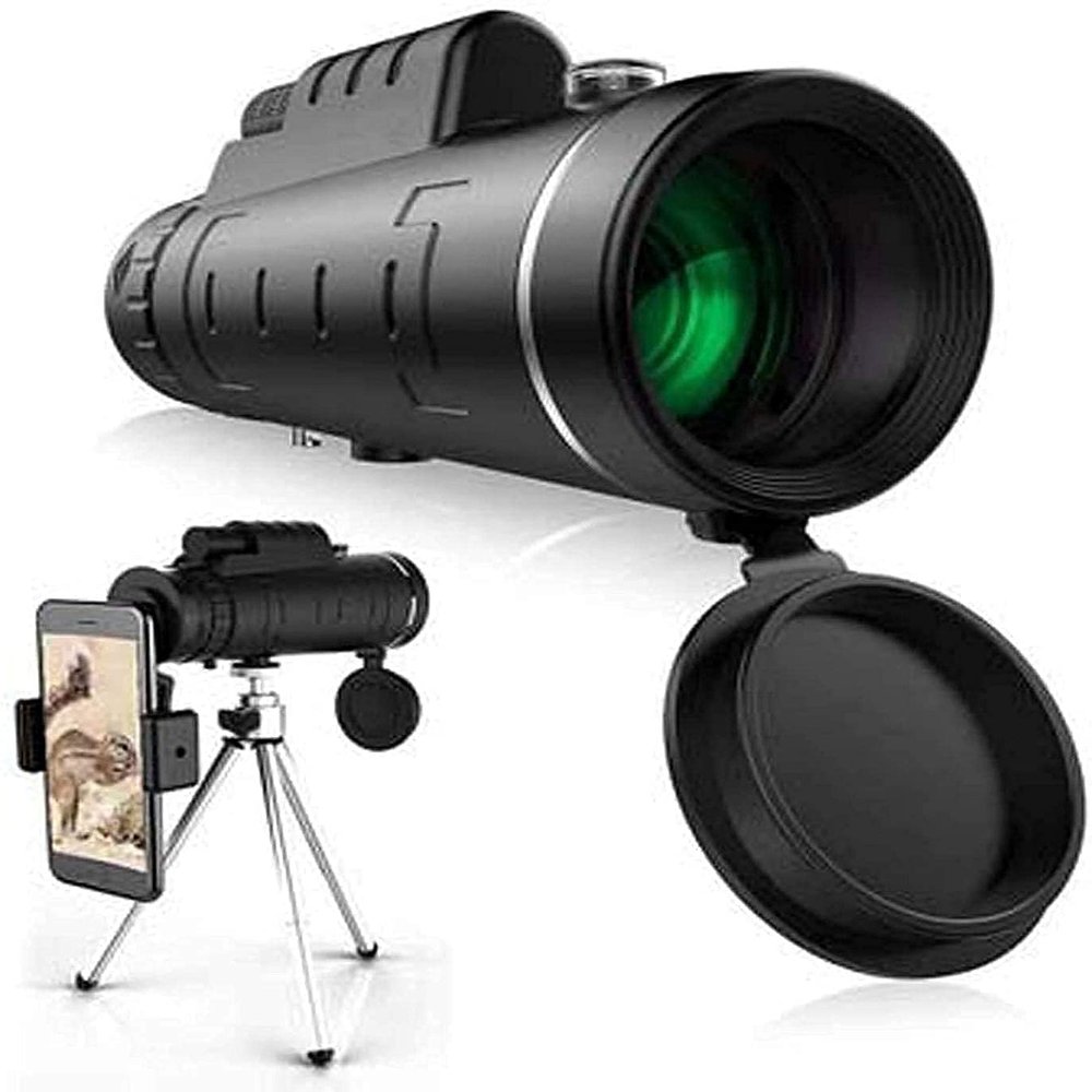 CUTPOIY 40x60 High Power Monoculars for Smartphone HD Waterproof Monocular Binoculars with Compass Smartphone Holder Tripod Coating Prism Monocular Sc