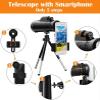 CUTPOIY 40x60 High Power Monoculars for Smartphone HD Waterproof Monocular Binoculars with Compass Smartphone Holder Tripod Coating Prism Monocular Sc view 3