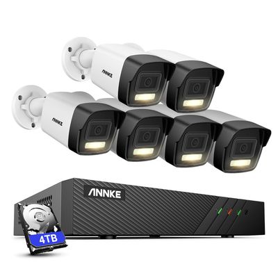ANNKE 5MP PoE Security Camera System, 4pcs 3K Ultra HD IP PoE Camera, H.265+ 8CH NVR, Color Night Vision with Spotlight, Human&Vehicle Detection, for Home Business Security, IP67 Waterproof, 4TB HDD