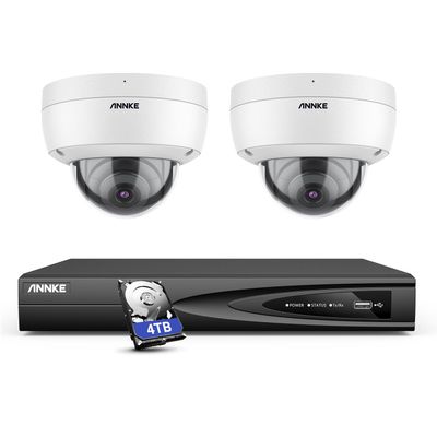 ANNKE H800 4K Home Security System, H.265+ 12MP PoE NVR, 2pcs 8MP Dome Camera, AI Human Vehicle Detection,IP67 Weatherproof Outdoor Security Camera with Audio, Color Night Vision (4TB HDD)
