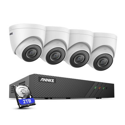 ANNKE H500 5MP PoE Security Camera System, 4pcs PoE Camera with 2.8MM Lens Wide Angle, H.265+ 6MP NVR Support Work with Alexa, Color Night Vision, IP67 Waterproof, Plug & Play, Remote Monitor, 2TB HDD