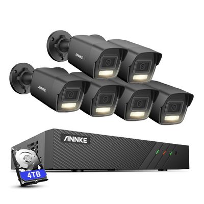 ANNKE 3K Outdoor Security Camera System, 6X PoE Home Security Cameras with AI Person Vehicle Detection, 8CH NVR with 4TB HDD for 24/7 Audio Recording, Color Night Vision, IP67 Waterproof