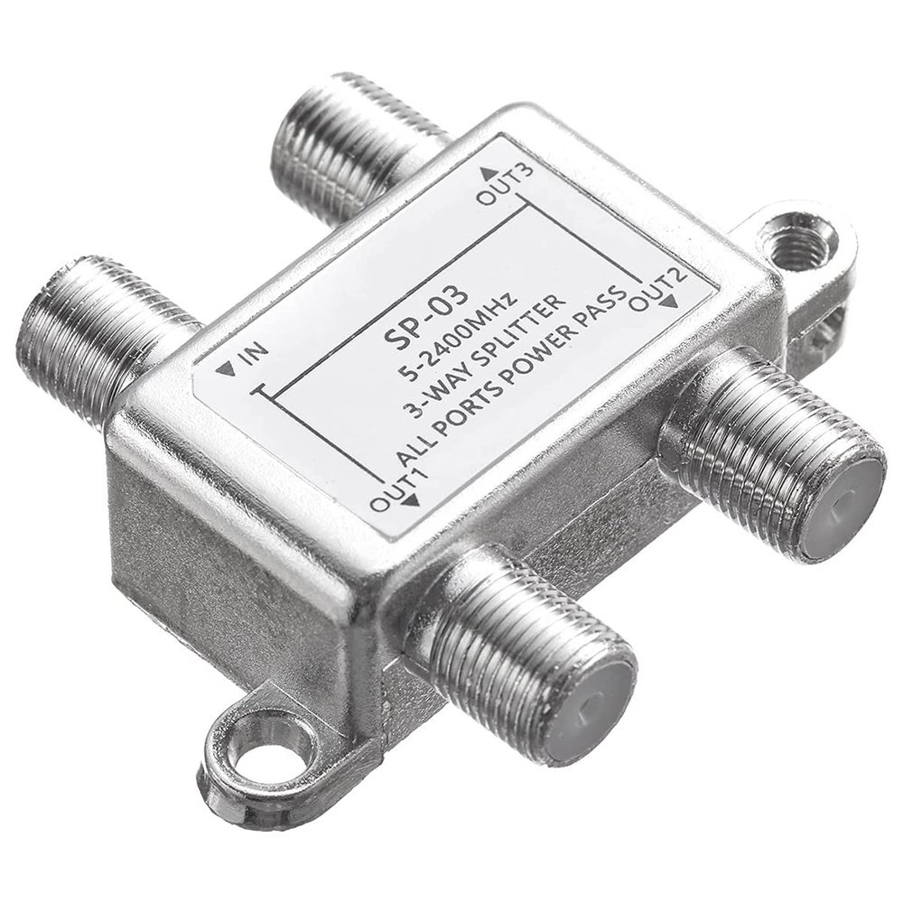Lizusidtsy 3 Way Coaxial Cable Splitter,5-2400MHz,Wroks with CATV,STB Box,Satellite,Antenna System,High Speed Internet, Network, Silver, 500317628
