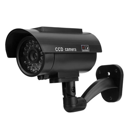Dummy Security Camera, Solar Powered Fake Outdoor Camera Imitation Fake Security Camera with Flashing LED Light for Hotels Offices Businesses Parking Lots Libraries