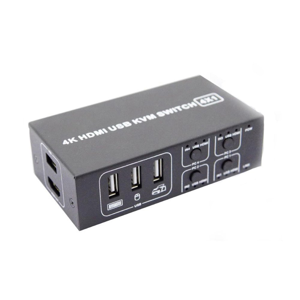 HDMIcompatible Switches KVM Shared Switcher Box 4 Port Converter 4 IN 1 Out USB Laptop Mouse Keyboard Display KVM Switches Box 4 In 1Out 4 Input Switcher Box Delivering Clear And Stable Video