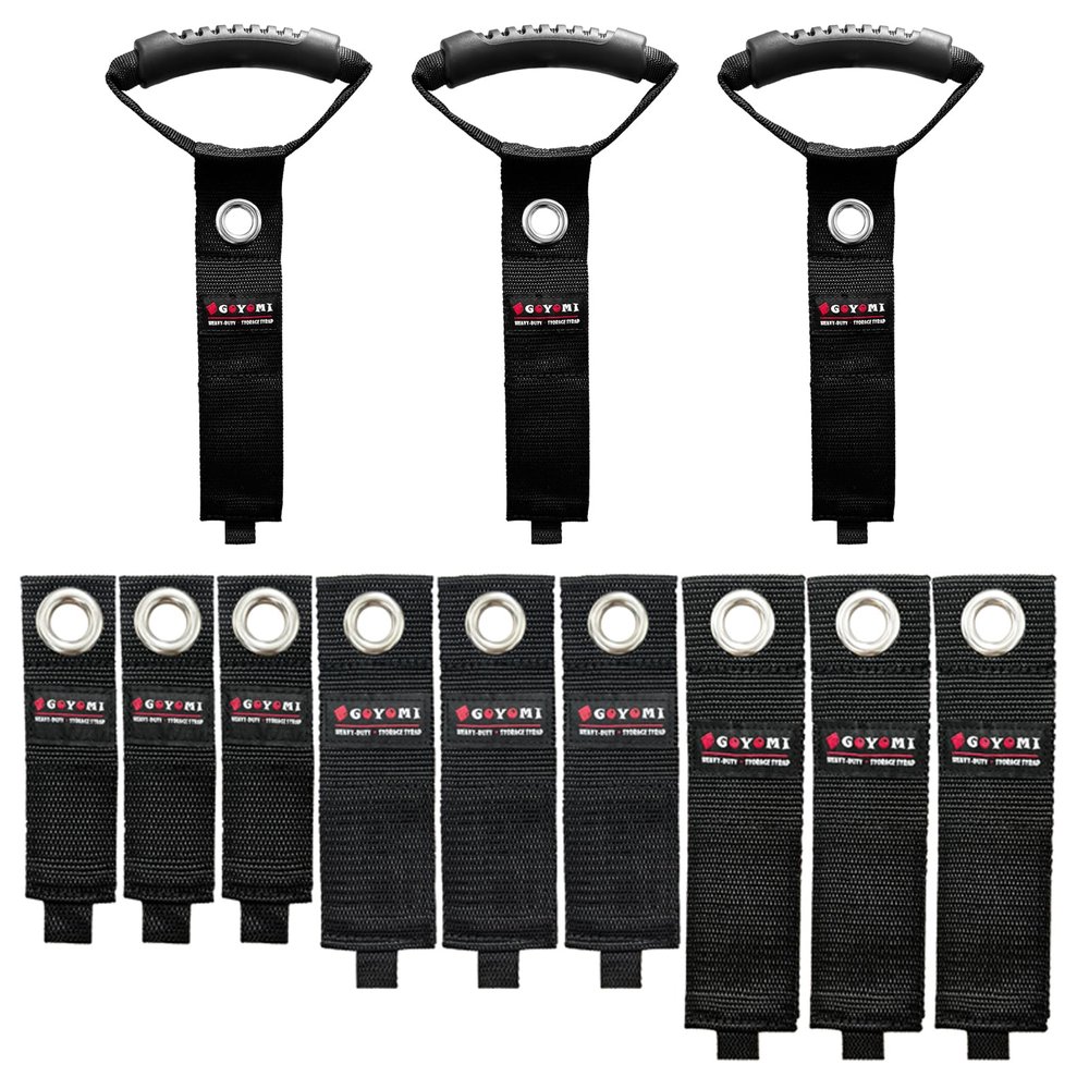 9 Pack Heavy Duty Storage Straps, and 3 Pack Carrying Strap with Handle
