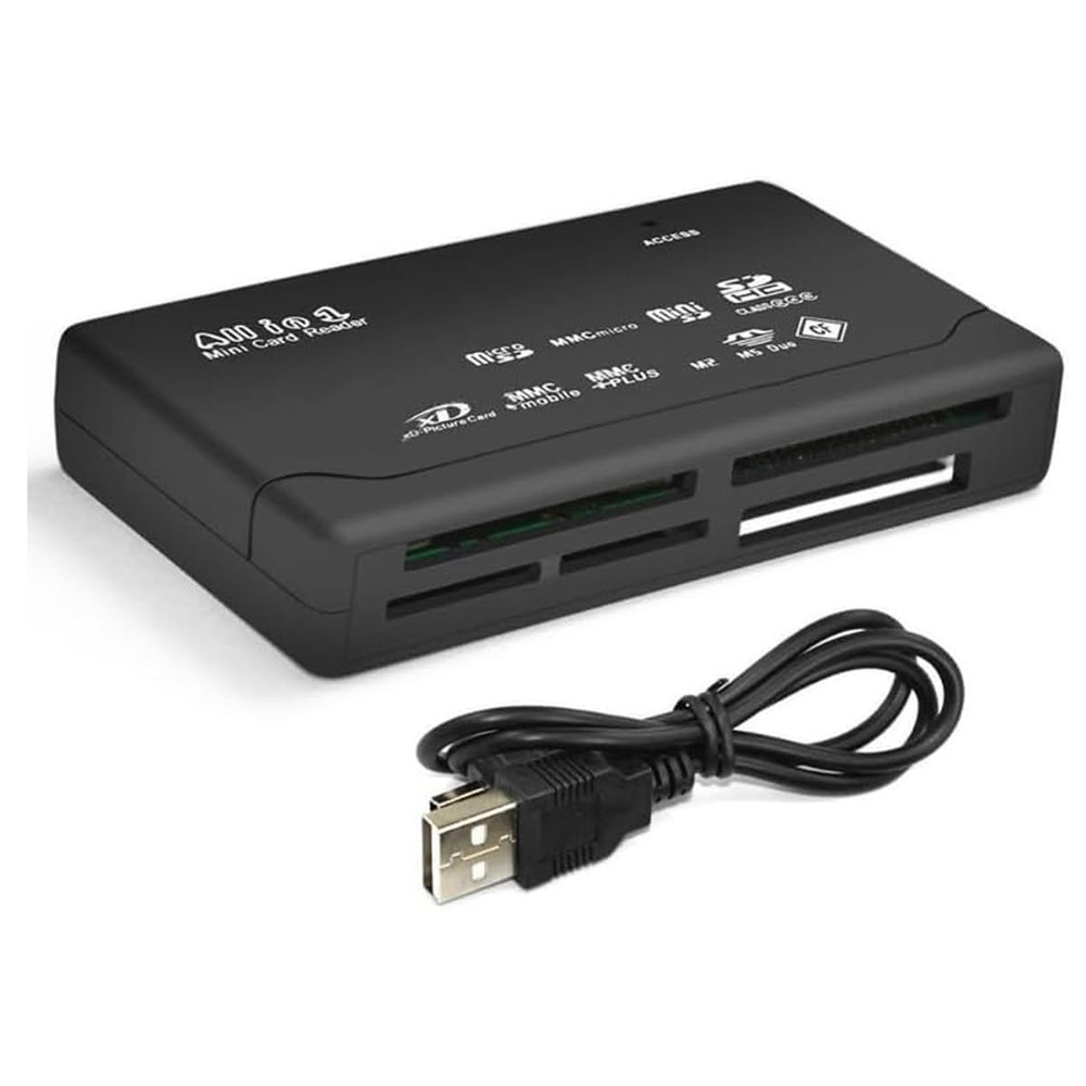 2 Pack CR-A 6-Slot All-in-One USB 2.0 Card Reader Writer Portable Plug Play Multi Card Reader/Writer Compatible with Most OS Memory Cards (not for Sony Memory Stick) Micro SD Cards,with USB Cable