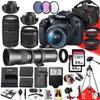 Canon EOS Rebel T7 DSLR Camera with Canon EF-S 18-55mm f/3.5-5.6 is II Lens, EF 75-300mm f/4-5.6 III and 420-800mm f/8.3 HD Lens + 128 GB Memory + Filters + More (36pc Bundle) (Renewed), Black view 1