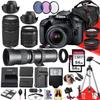 Canon EOS 4000D / Rebel T100 DSLR Camera with Canon EF-S 18-55mm F/3.5-5.6 DC III Zoom, EF 75-300mm f/4-5.6 III and 420-800mm f/8.3 HD Lens + 128 GB Memory + Filters + More (34pc Bundle) (Renewed) view 1