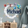 Personalized Space Name Wall Decal - Kids Room - Solar System Planets Wall Stickers - Rocket and Stars Art Mural Vinyl Stickers view 2