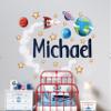 Personalized Space Name Wall Decal - Kids Room - Solar System Planets Wall Stickers - Rocket and Stars Art Mural Vinyl Stickers view 4