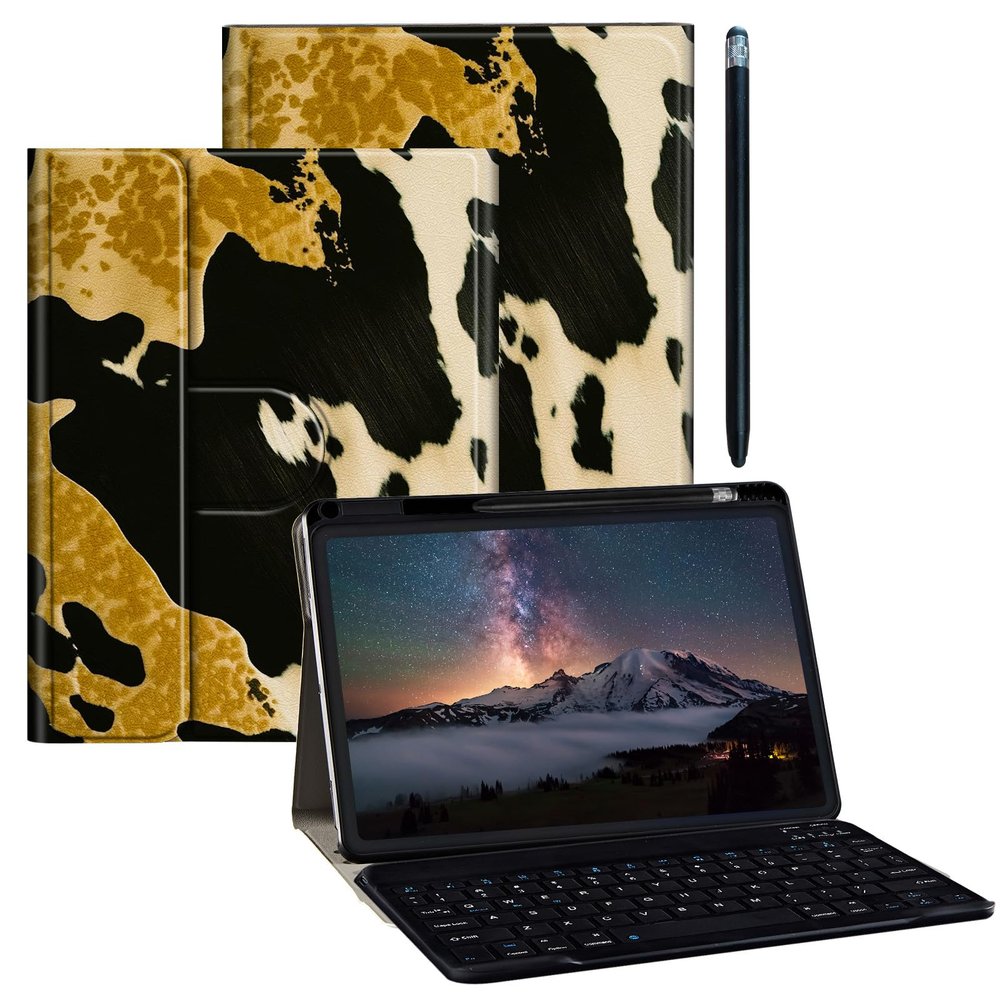 BPQOJB for iPad 9th Generation Case for iPad 8th/7th Generation Case 10.2 inch with Detachable Wireless Keyboard & 360 Degree Rotating Stand Protect Cover Acrylic Tablet Cover - Leopard Print