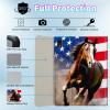 BPQOJB for iPad 10th Generation Case with Detachable Wireless Keyboard & 360 Degree Rotating Stand Protect Cover Acrylic Tablet Case for iPad 10 Gen 10.9 inch 2022 - Running Horse American Flag view 2