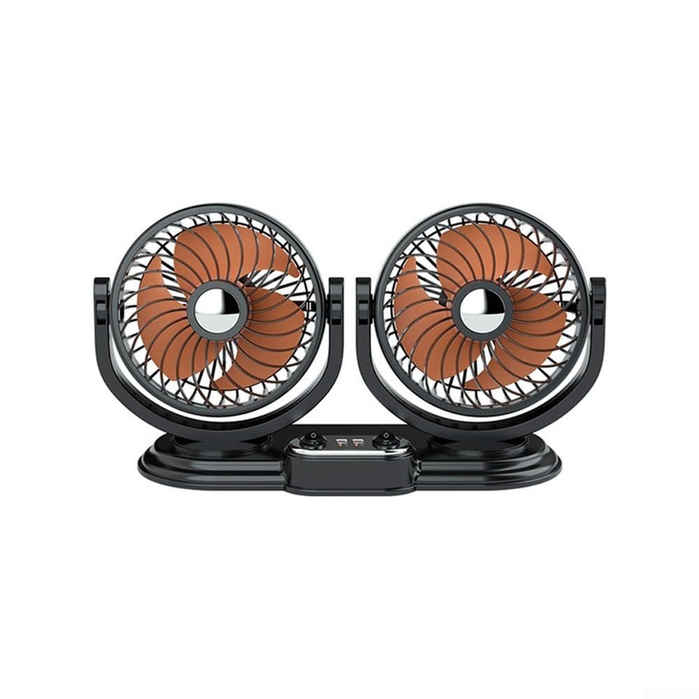 for FACULX Car Fan - Dual Head USB Fan for Car, Portable Vehicle Cooling Fan - 2 Speeds, for 360 Rotation, for Car Dashboard, SUV/RV/Truck/Sedan/Cruise/Office, USB Powered(24V)