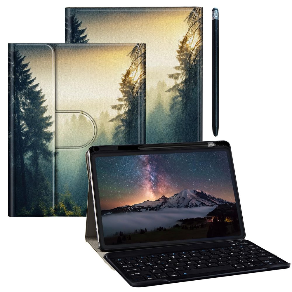 BPQOJB for iPad 10th Generation Case with Detachable Wireless Keyboard & 360 Degree Rotating Stand Protect Cover Acrylic Tablet Case for iPad 10 Gen 10.9 inch 2022 - Forest and Sunset